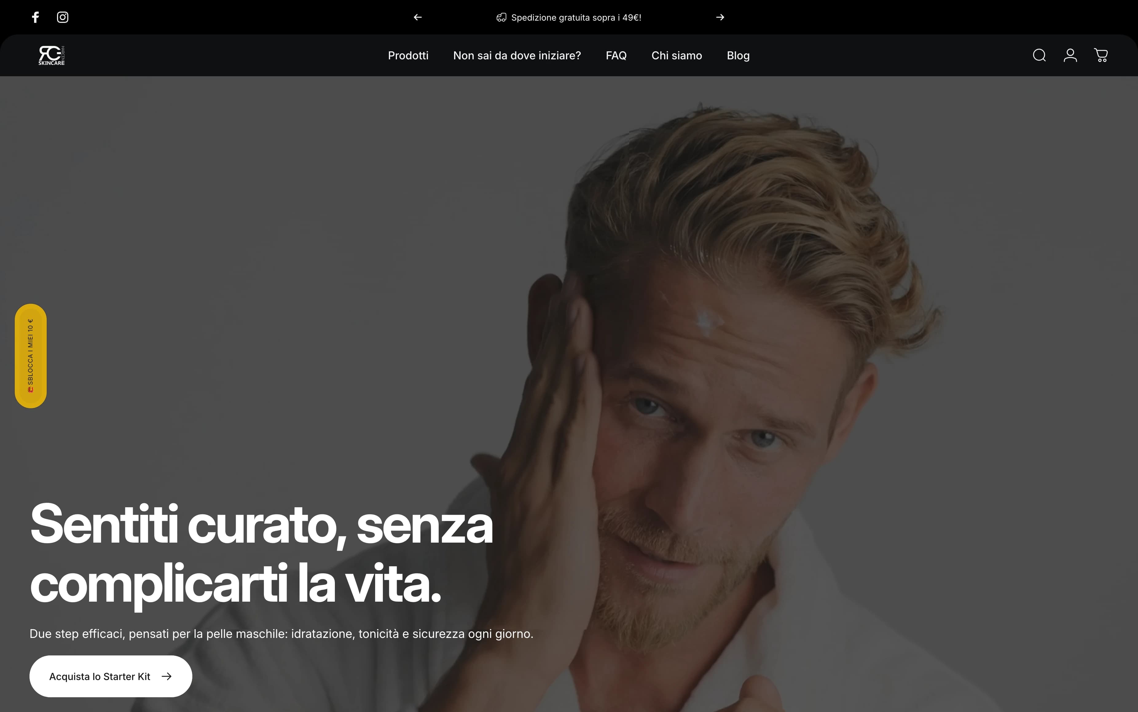 Case study Harcen: e-commerce skincare maschile su Shopify, packaging prodotti e interfaccia mobile