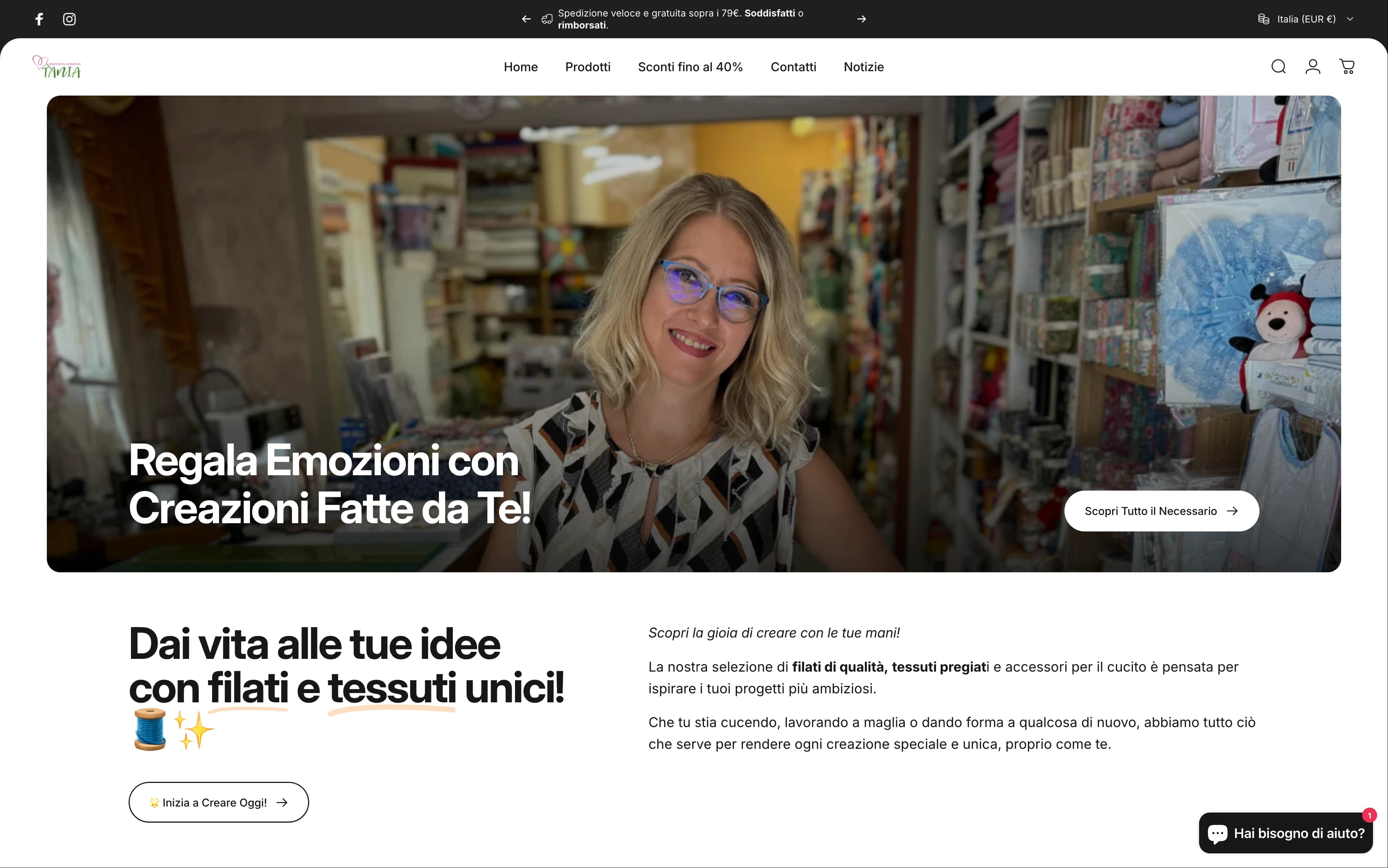 Case study Merceria Creativa Tania: re-platforming da WooCommerce a Shopify con UX mobile-first