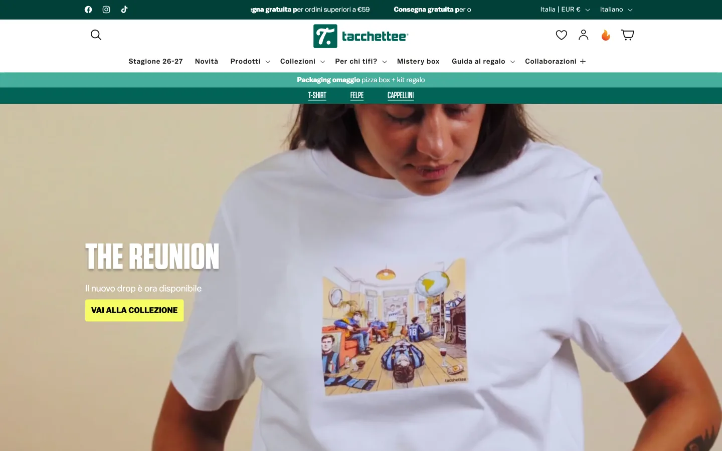 Homepage dello store Tacchettee